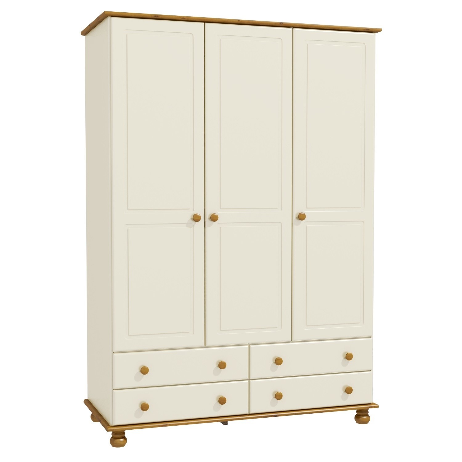 Hamilton 3 Door 4 Drawer Wardrobe in Cream and Pine