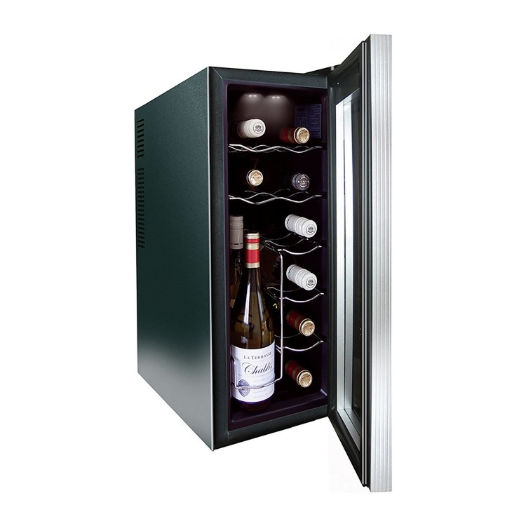 Husky 12 Bottle Freestanding Under Counter Wine Cooler Single Zone Tall - Black