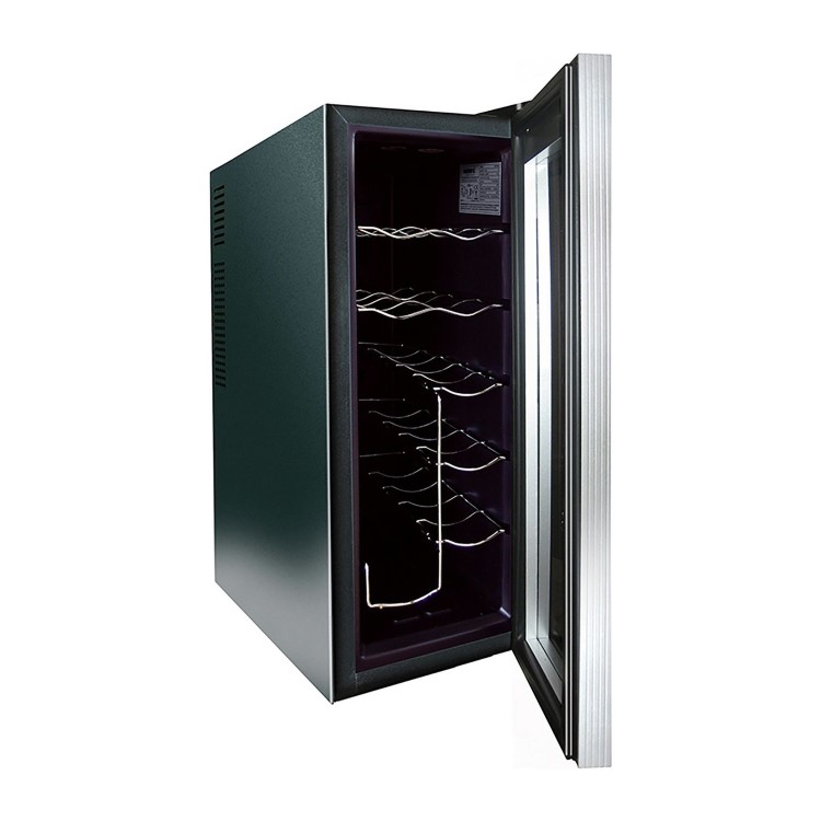 Husky 12 Bottle Freestanding Under Counter Wine Cooler Single Zone Tall - Black