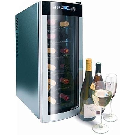 Husky 12 Bottle Freestanding Under Counter Wine Cooler Single Zone Tall - Black