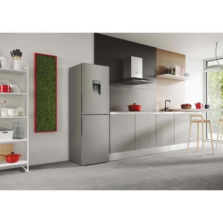 Hoover 246 Litre 50/50 Freestanding Fridge Freezer With Water Dispenser - Silver