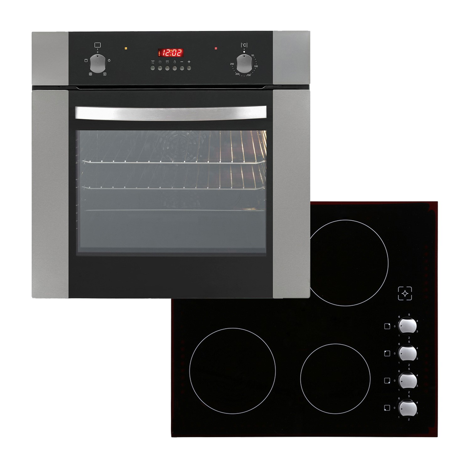 Iberna HOF620.1SET Single Electric Fan Oven & Ceramic Hob Pack in