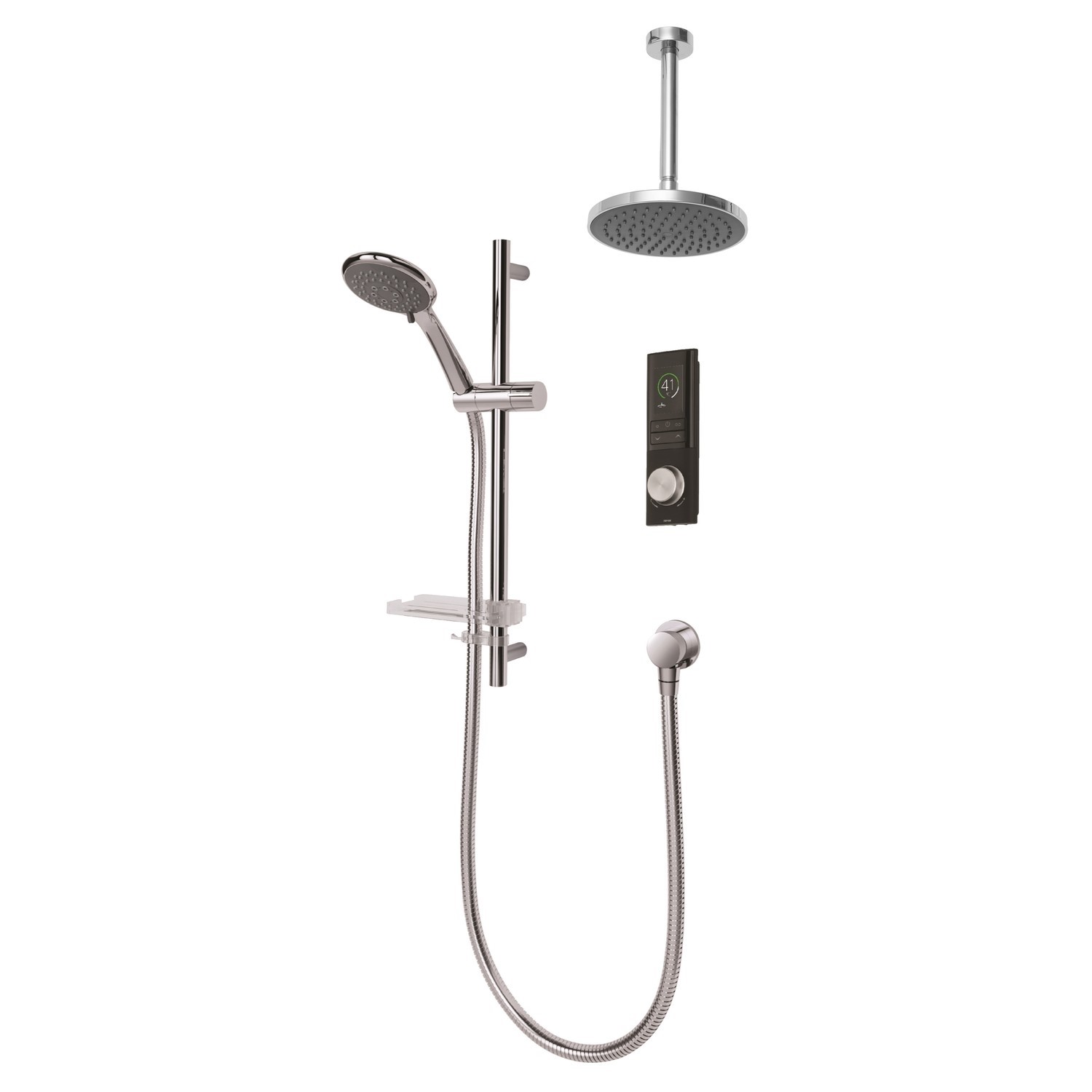Triton Home Digital Mixer Shower with Round Ceiling Overhead - Unpumped