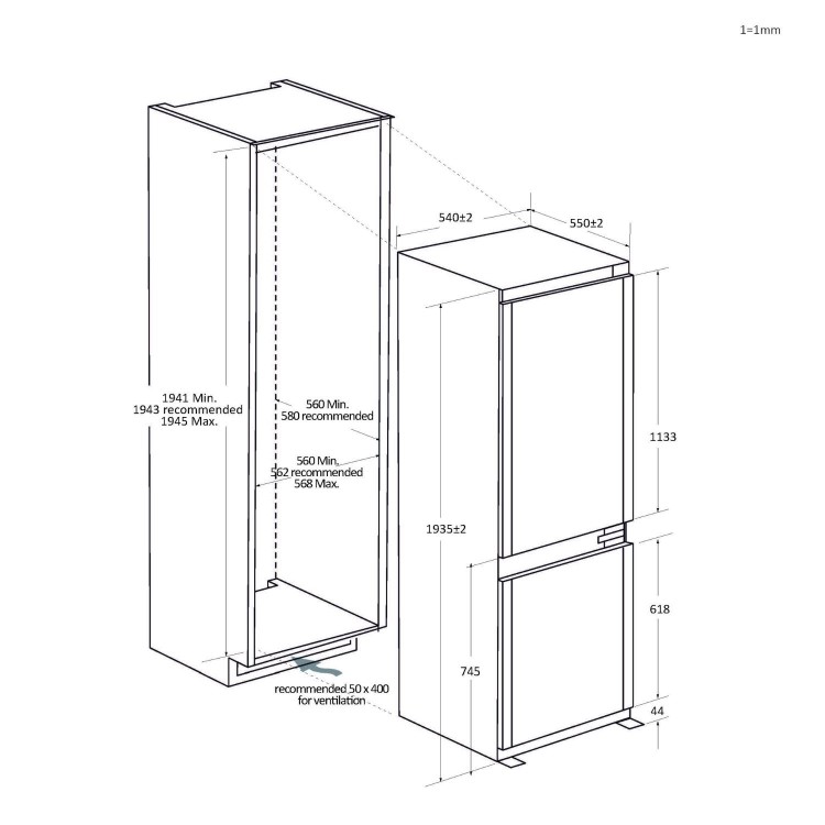 Hoover H-Fridge 400 284 Litre 70/30 Integrated Fridge Freezer