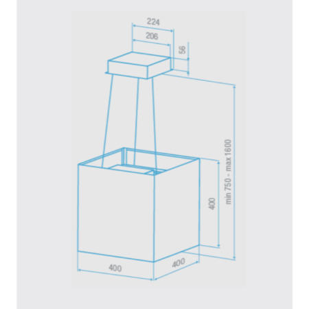 GRADE A1 - As new but box opened - Britannia HOOD-BE-CU-40-BL 40cm Cube Island Hood - Black