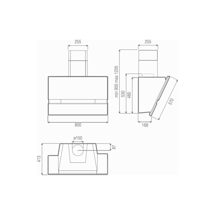 Best HOOD-BE-KT-80-WH Kite Angled 80cm Chimney Cooker Hood White