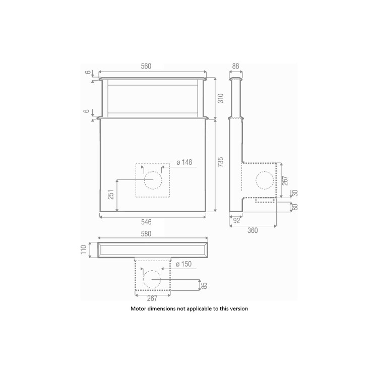 Best HOOD-BE-LE-60-WH Lift 60cm Downdraft Extractor in White Glass External Motor Version