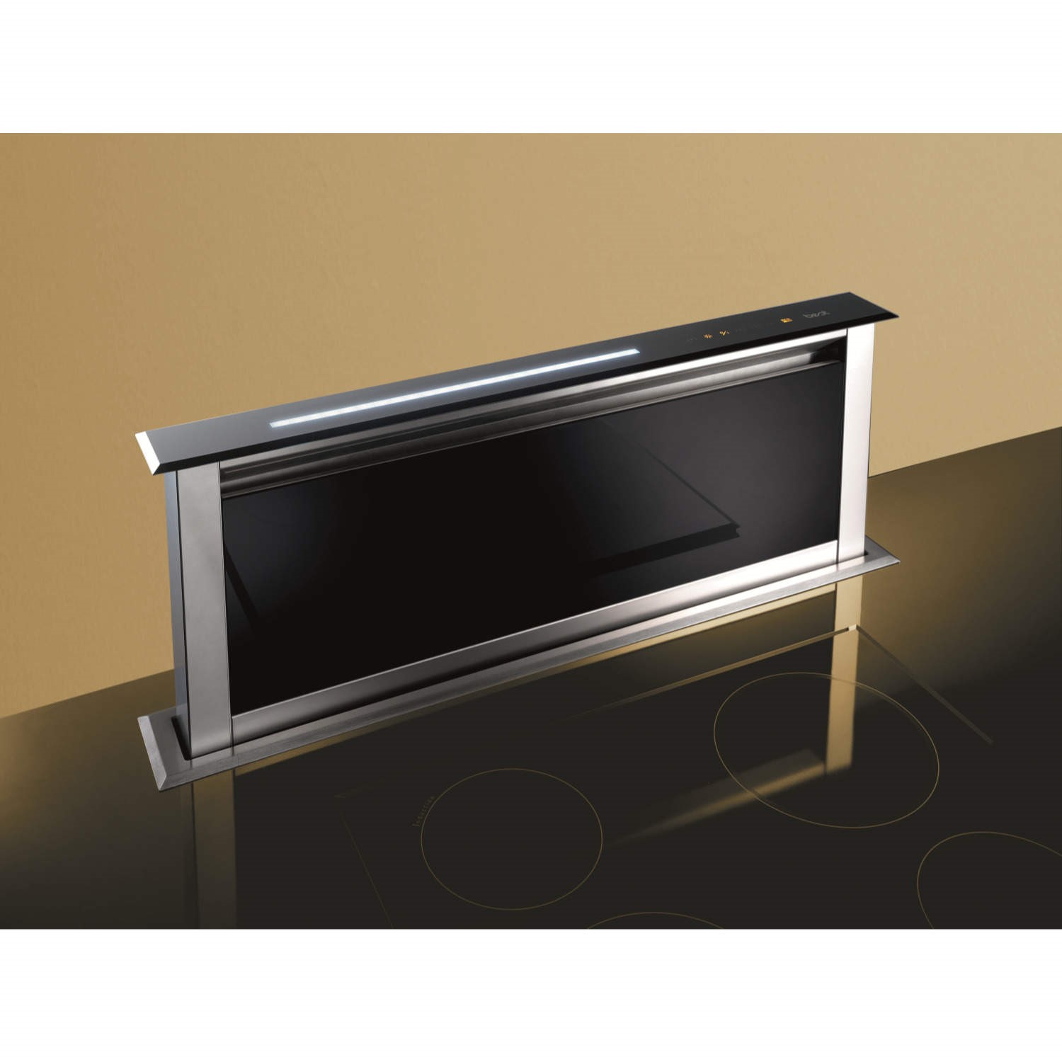 Best HOODBELI90GL Lift 90cm Downdraft Extractor in Black Glass