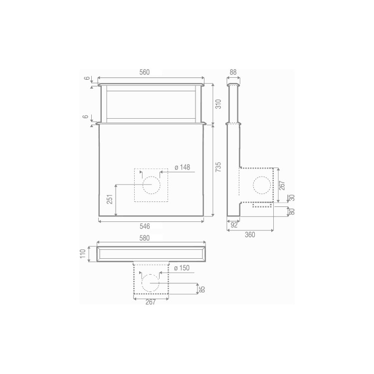 Best HOOD-BE-LI-60-SS Lift 60cm Downdraft Extractor - Stainless Steel