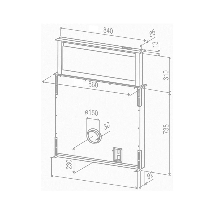 Best HOOD-BE-ME-90-SS Movie 90cm Downdraft Extractor For Use With An External Motor - Stainless Steel