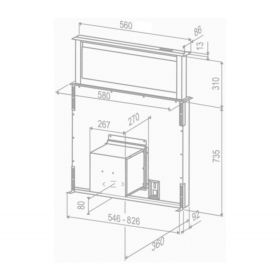 Downdraft Extractor Dimensions