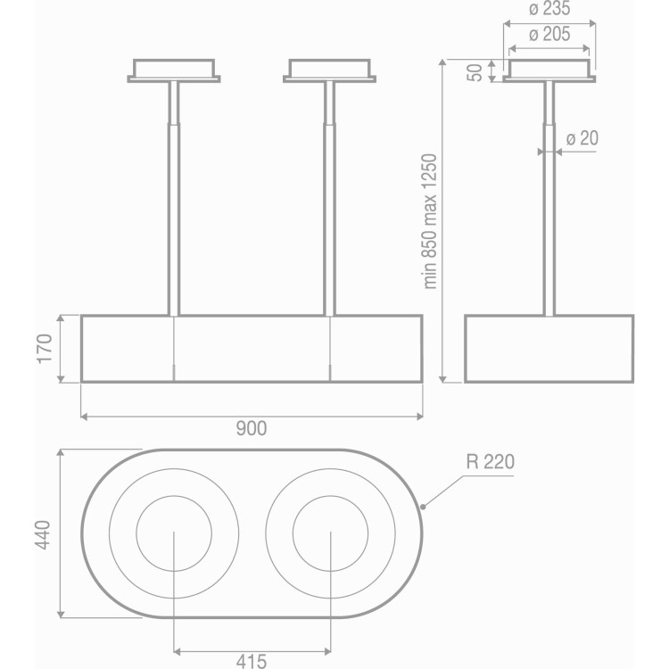 Best HOOD-BE-OU-90-SS Outline 90cm Island Cooker Hood Stainless Steel