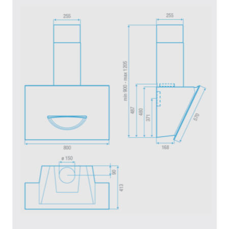 Best HOOD-BE-SM-80-WH 80cm Smooth Angled Chimney Cooker Hood White