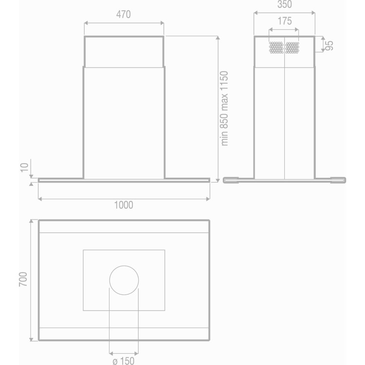 Best HOOD-BE-SPI-10-S Spark 100cm Island Cooker Hood Stainless Steel