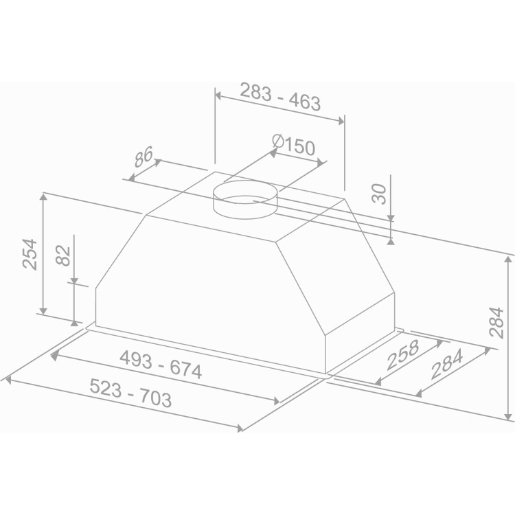 GRADE A2  - Best HOOD-BE-VS-70-SS Visso 70cm Canopy Cooker Hood Stainless Steel