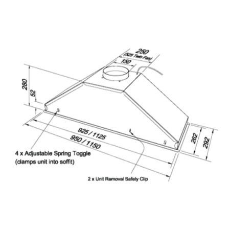 Britannia HOOD-BTH-C-1150 Latour 115cm Single Motor Canopy Cooker Hood ...