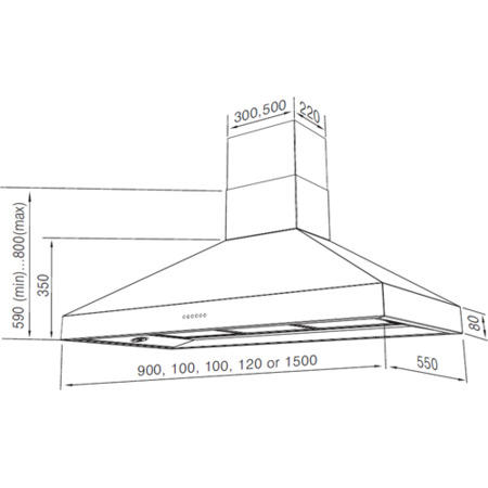 Britannia HOOD-BTH110-S Latour 110cm Chimney Cooker Hood Stainless Steel