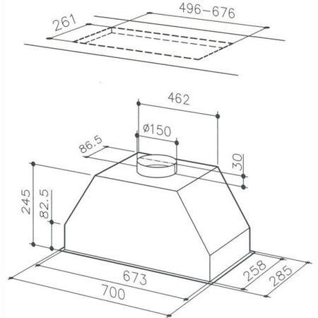 Britannia HOOD-P780-70A Intimo 70cm Wide Canopy Cooker Hood Stainless Steel