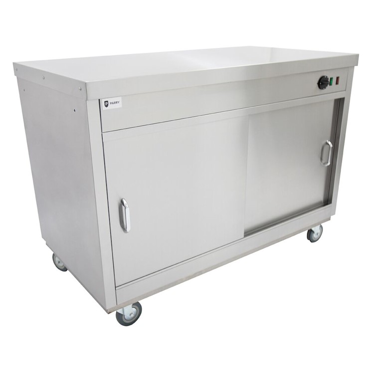 Parry HOT12 Mobile Hot Cupboard 1200mm Wide. Fitted Castors. 1.5kW - 13 Amp Plug In. Made In Britain