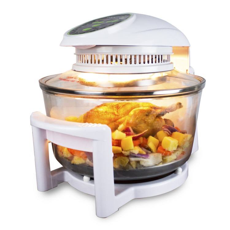 GRADE A2 - electriQ 17 Litre Hinged Digital Premium Halogen Oven + Full Accessories pack - Easy Cooking Presets
