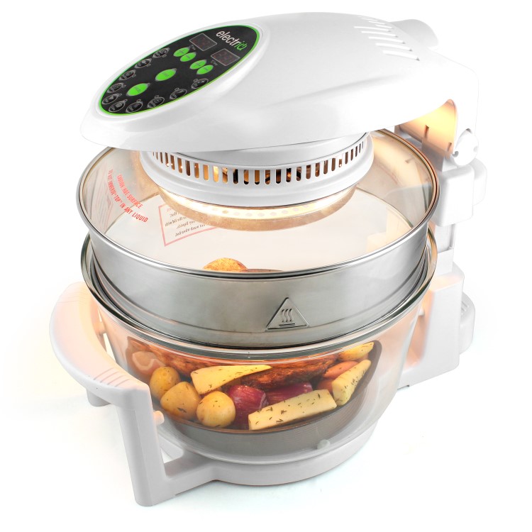 GRADE A1 - electriQ 17 Litre Hinged Digital Premium Halogen Oven + Full Accessories pack - Easy Cooking Presets