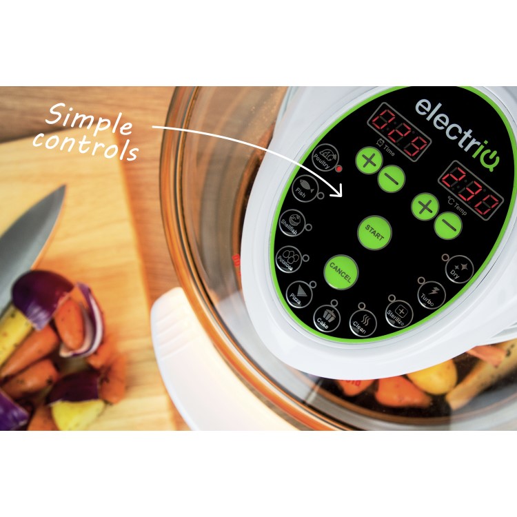 GRADE A2 - electriQ 17 Litre Hinged Digital Premium Halogen Oven + Full Accessories pack - Easy Cooking Presets