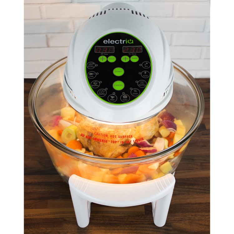 GRADE A2 - electriQ 17 Litre Hinged Digital Premium Halogen Oven + Full Accessories pack - Easy Cooking Presets