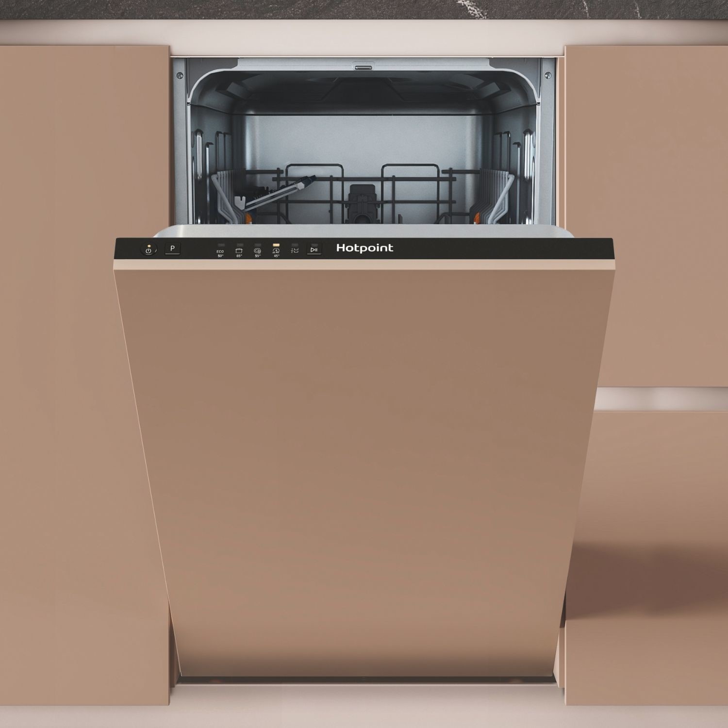 Hotpoint Integrated Slimline Dishwasher - 10 place settings 45cm Wide built-in - HP2IE10CS80UK