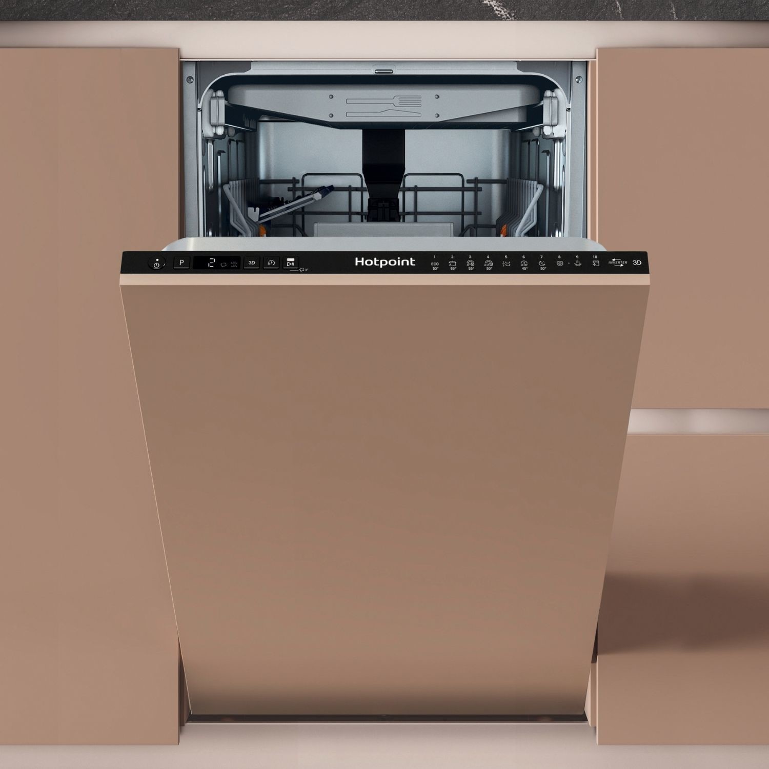 Hotpoint Integrated Slimline Dishwasher - 45cm 11 place settings 3D Zone ActiveDry