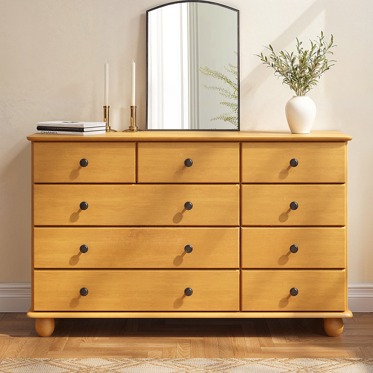 Wide Pine Chest of 9 Drawer - Hampton HP...