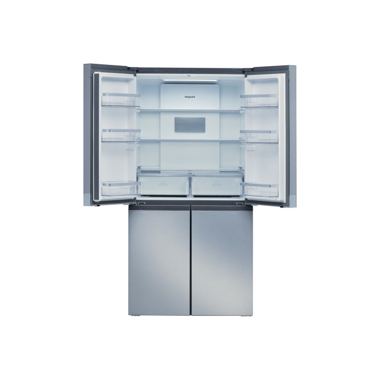 Refurbished Hotpoint HQ9B1L1 Freestanding 591 Litre American Fridge Freezer Stainless Steel