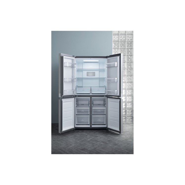 Refurbished Hotpoint HQ9B1L1 Freestanding 591 Litre American Fridge Freezer Stainless Steel