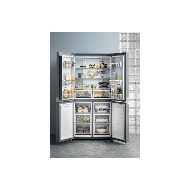 Refurbished Hotpoint HQ9B1L1 Freestanding 591 Litre American Fridge Freezer Stainless Steel