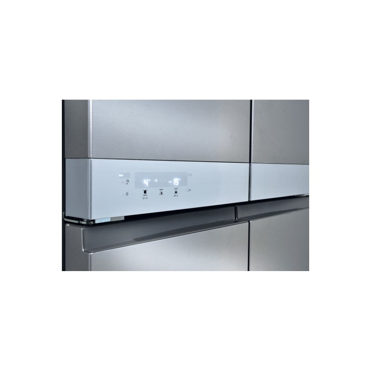 Refurbished Hotpoint HQ9B1L1 Freestanding 591 Litre American Fridge Freezer Stainless Steel