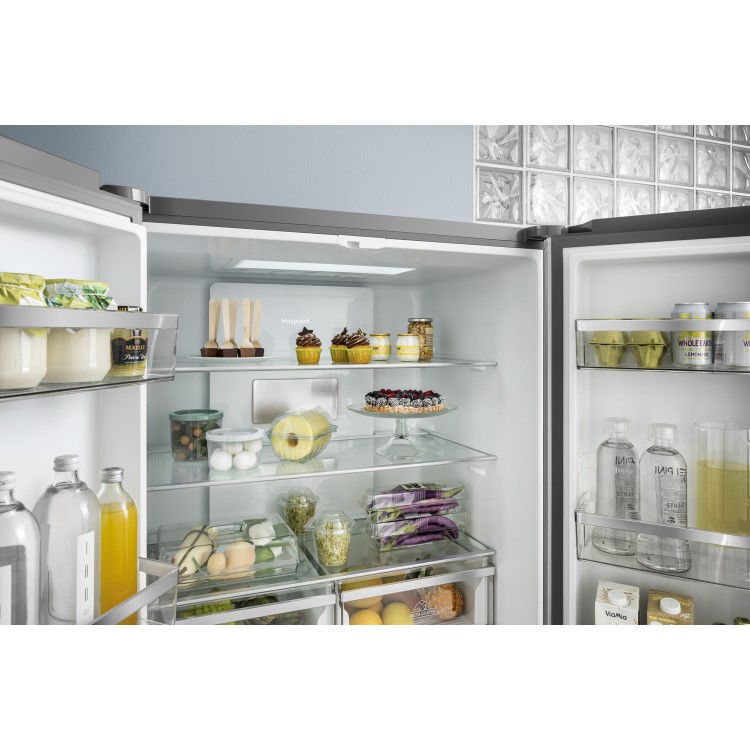 Hotpoint HQ9B1L Side-by-side American Fridge Freezer - Stainless Steel Look