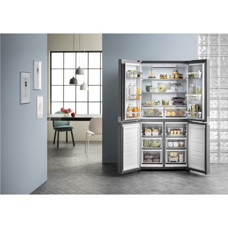 Hotpoint HQ9B1L Side-by-side American Fridge Freezer - Stainless Steel Look