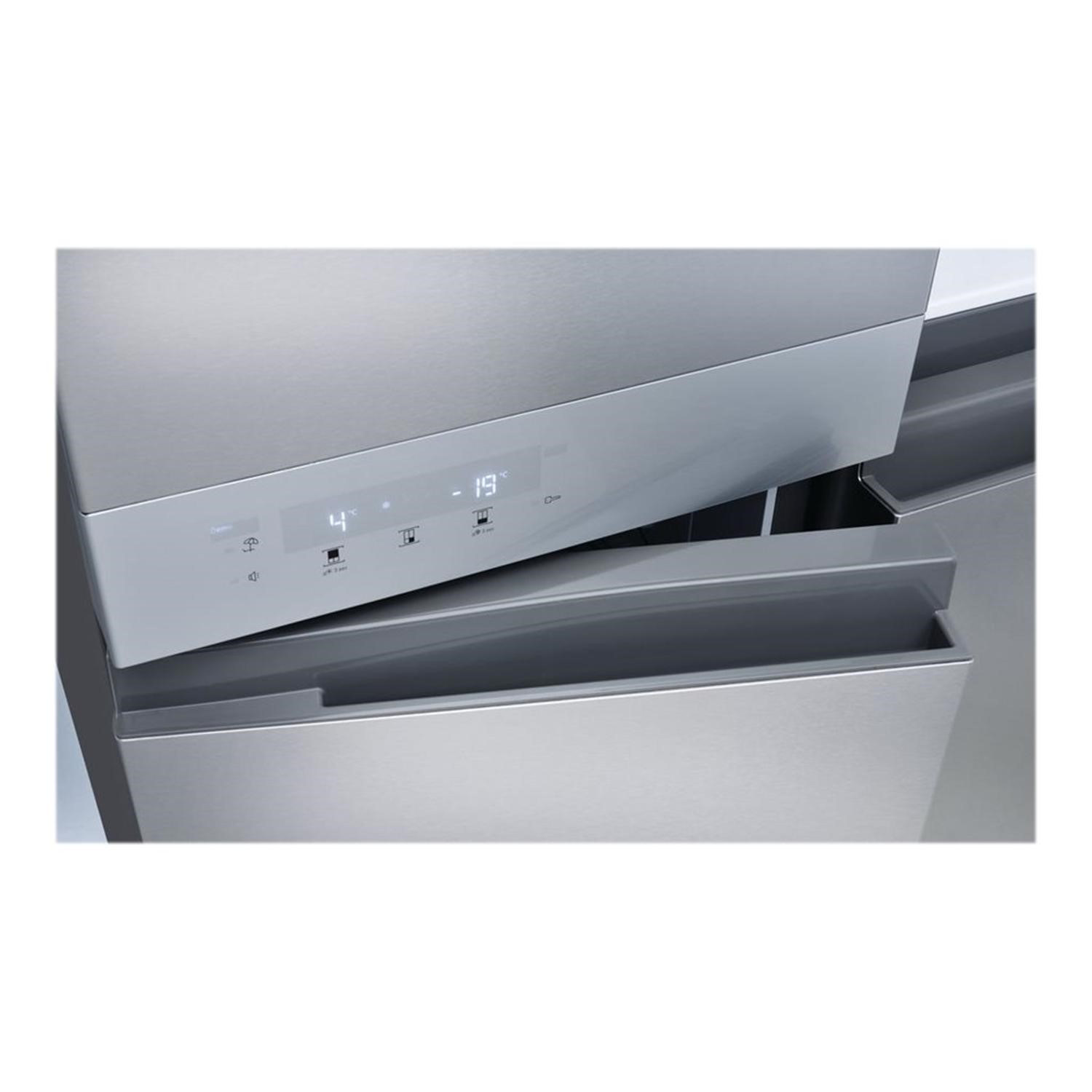 Hotpoint HQ9B1L Side by side American Fridge Freezer Stainless Steel Look Appliances Direct