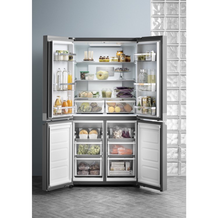 Hotpoint HQ9B1L Side-by-side American Fridge Freezer - Stainless Steel Look