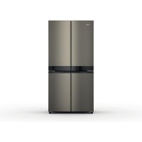 Refurbished Hotpoint HQ9U1BL Four Door American Fridge Freezer - Black & Stainless Steel