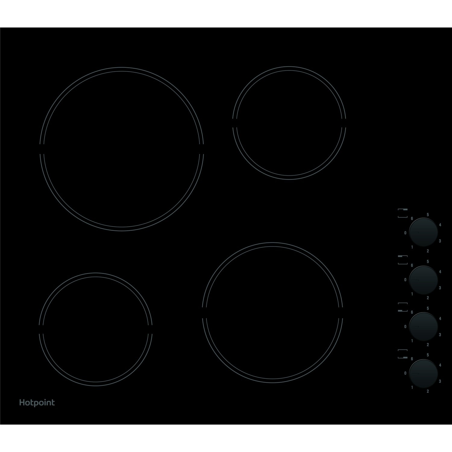 Refurbished Hotpoint HR619CH 58cm 4 Zone Knob Control Ceramic Hob