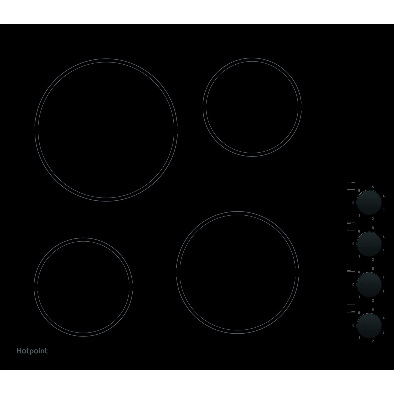 Refurbished Hotpoint HR619CH 58cm 4 Zone Knob Control Ceramic Hob