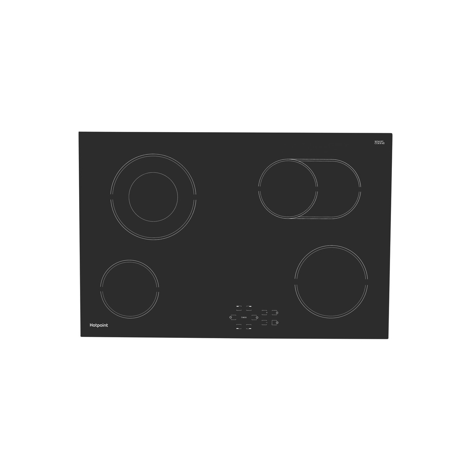 Hotpoint 77cm 4 Zone Ceramic Hob with Oval Dual Zone