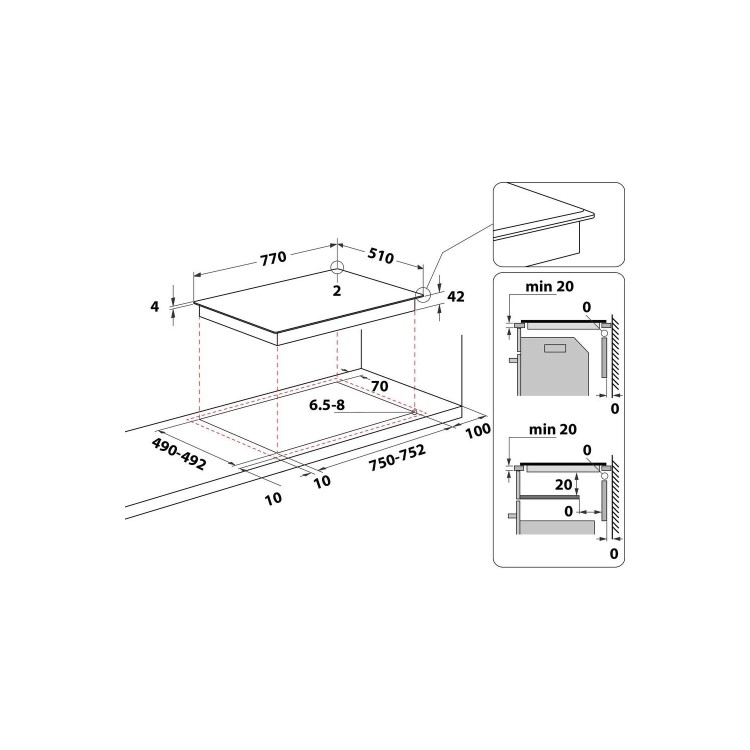 Refurbished Hotpoint HR724BH 77cm 4 Zone Ceramic Hob with Oval Dual Zone