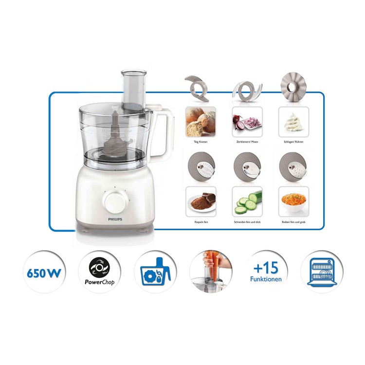 Philips HR7627/01 Food Processor White 2.1 Litre Capacity 2 Speeds
