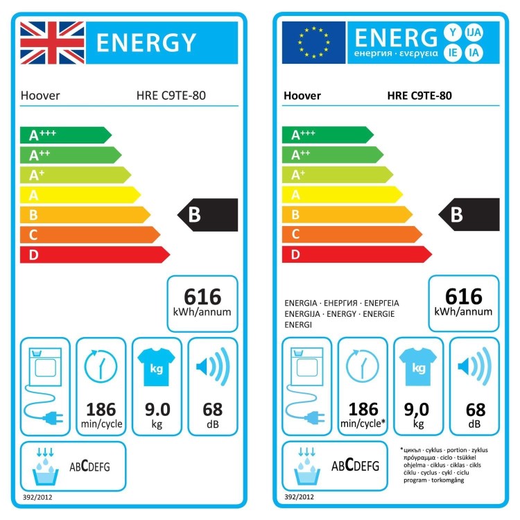 Hoover H-Dry 350 9kg Condenser Tumble Dryer - White