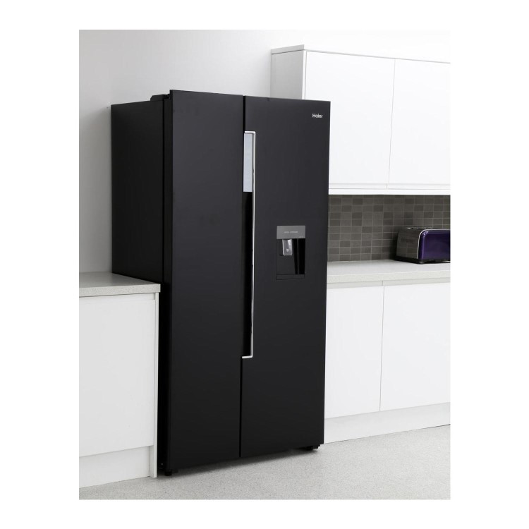 Haier HRF-522WBB6 510 Litre American Style Fridge Freezer Water Dispenser Frost Free 91cm Wide - Black