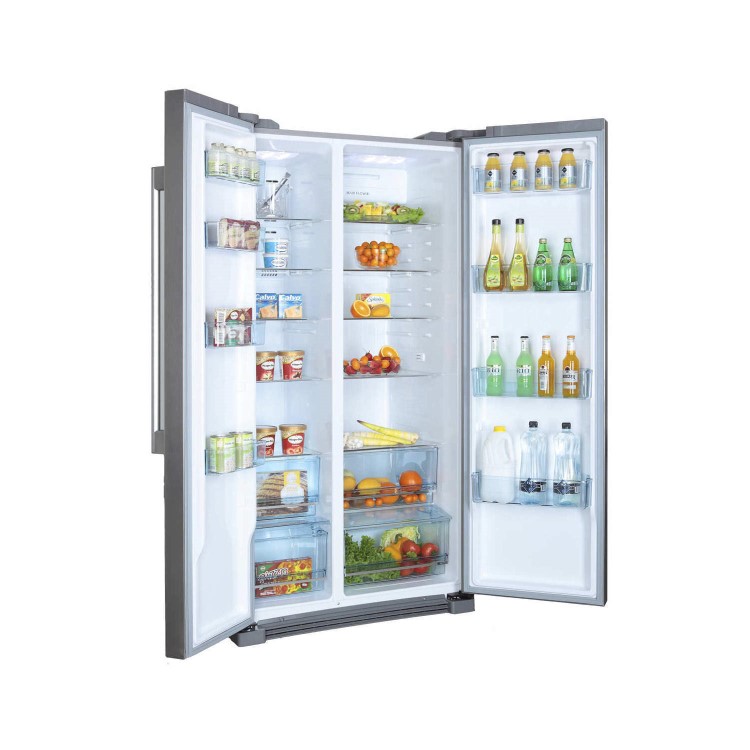 GRADE A1 - Haier HRF-628DF6 570L Frost Free American Fridge Freezer Stainless Steel Look