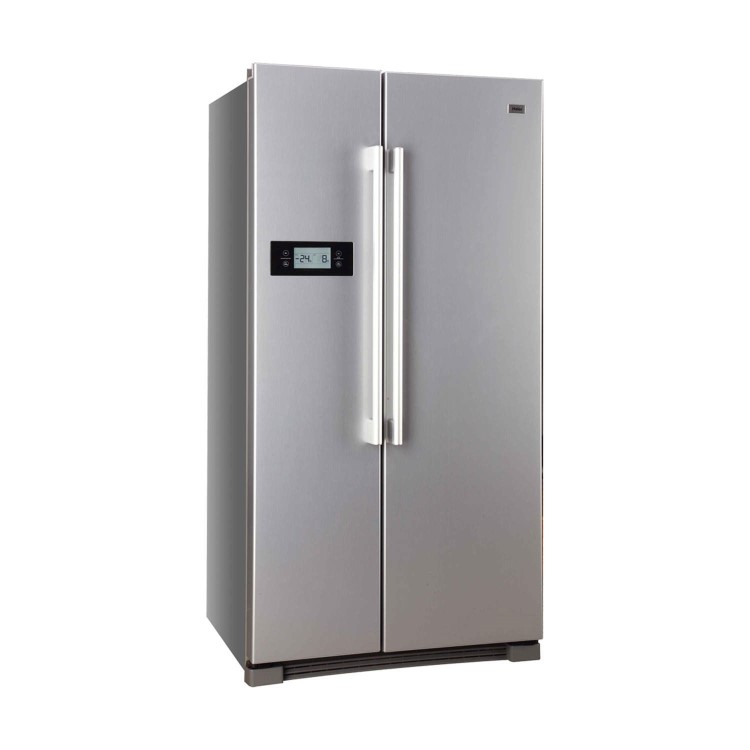GRADE A1 - Haier HRF-628DF6 570L Frost Free American Fridge Freezer Stainless Steel Look
