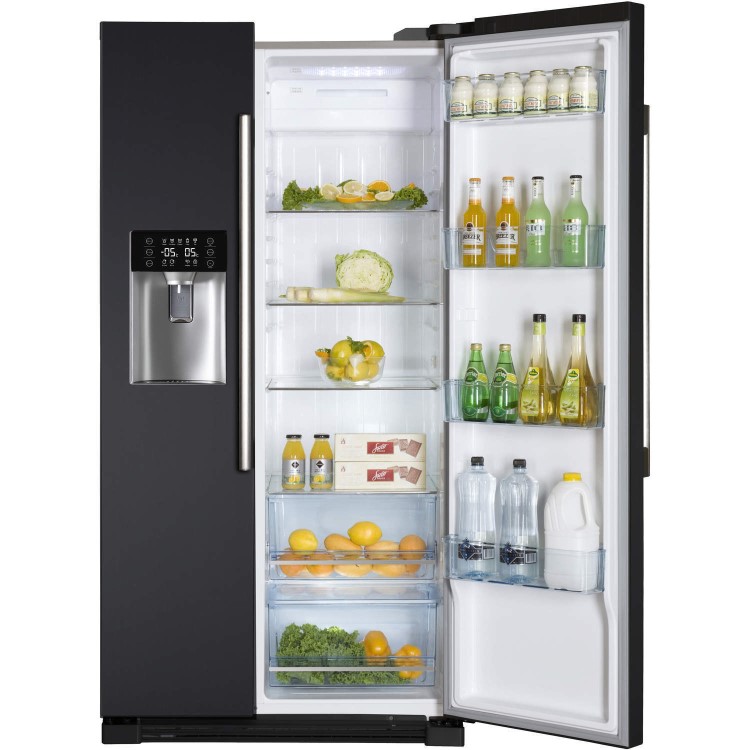 GRADE A3 - Haier HRF-628IN6 2-Door A+ Side By Side American Fridge Freezer With Ice And Water Dispenser Obsidian Black