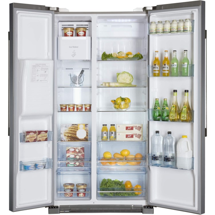 GRADE A3 - Haier HRF-628IN6 2-Door A+ Side By Side American Fridge Freezer With Ice And Water Dispenser Obsidian Black